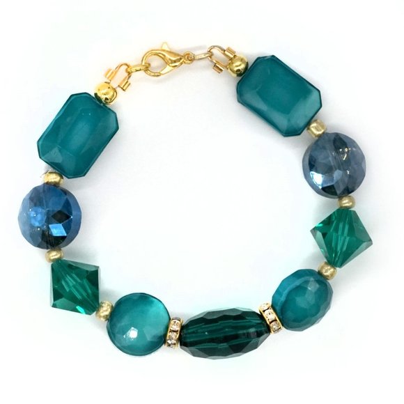 Bracelet Glass,Crystals,Rhinestones. Lobster Clasp. - Picture 3 of 3